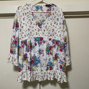 Susanne Betro, 3/4 length sleeve, floral, empire style, blouse, size 4X